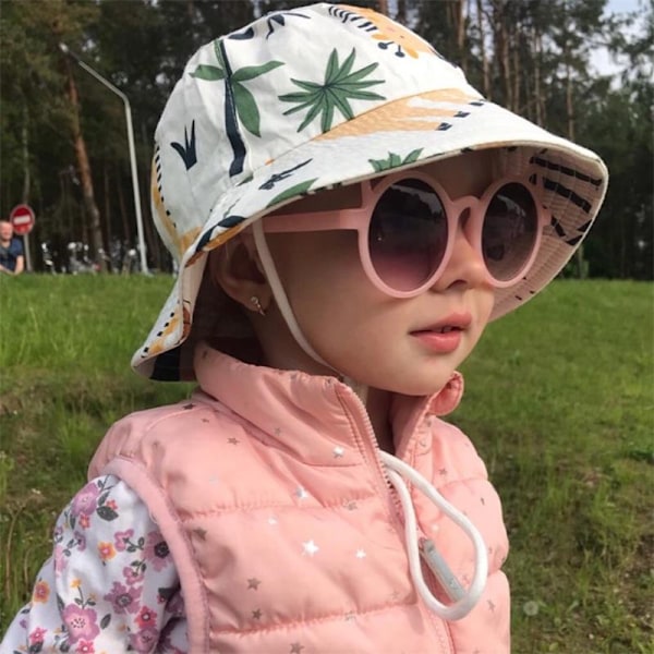 Sommar Panama Baby Flickor Hattar Tecknade Pojkar Fiskarhatt Baby Solhatt Utomhus UV Hinkhatt Småbarn Barn Panama Solkeps color dinosaur 52(1-3 years old)