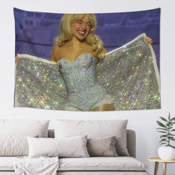 WUGXCOLL Sabrina Carpenter Collage Gobelin Vægophæng College Kollegieværelse Vægkunst Flag Fest Dekoration Banner Baggrund Hjem Dekorationer Soveværelse Og Li Color3 60x40in