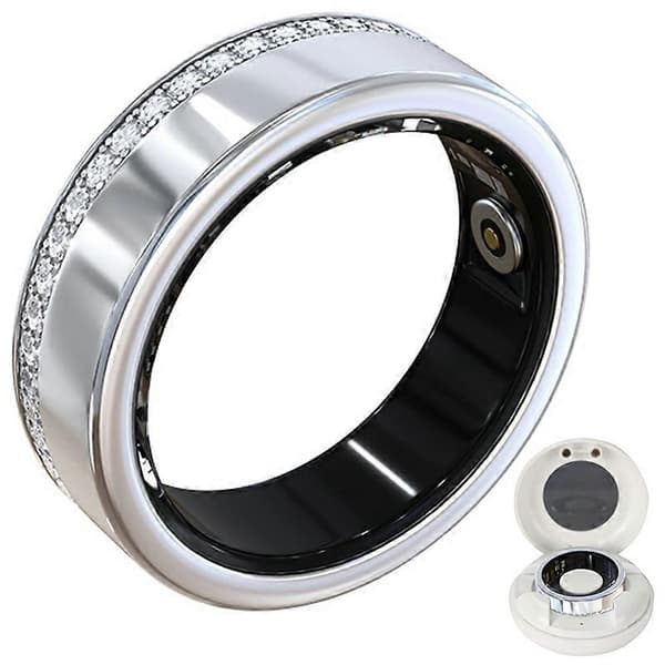 Typ C V8 Strassdekor Sömn Puls Hälsoövervakning Smart Ring med Laddningsfodral Multicolor Style A
