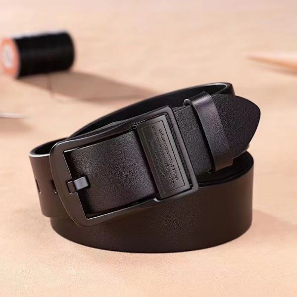 Läder Bälte Herr Läderbälte Mode Metall Legering Spänne Vuxen Jeans Business Casual Midja Manligt Bälte Märke HK-black 110