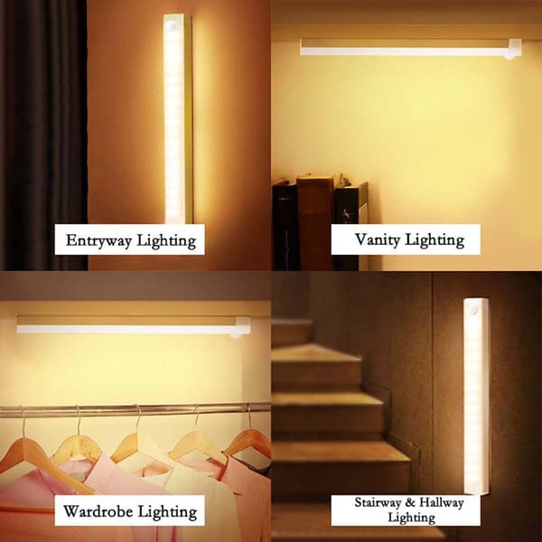 Slim Rechargeable LED Motion Sensor Light - Warm Light, Magnetic Mounting 66 300 mm