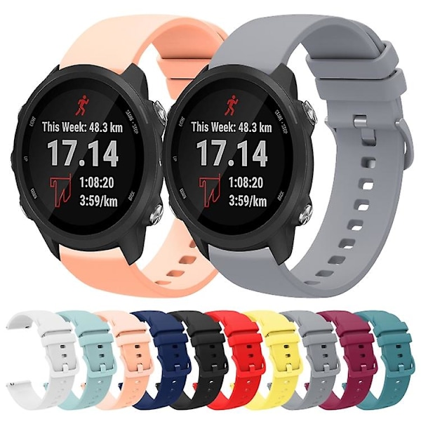 For Garmin Forerunner 245 Music 20mm Solid Farge Myk Klokke Black