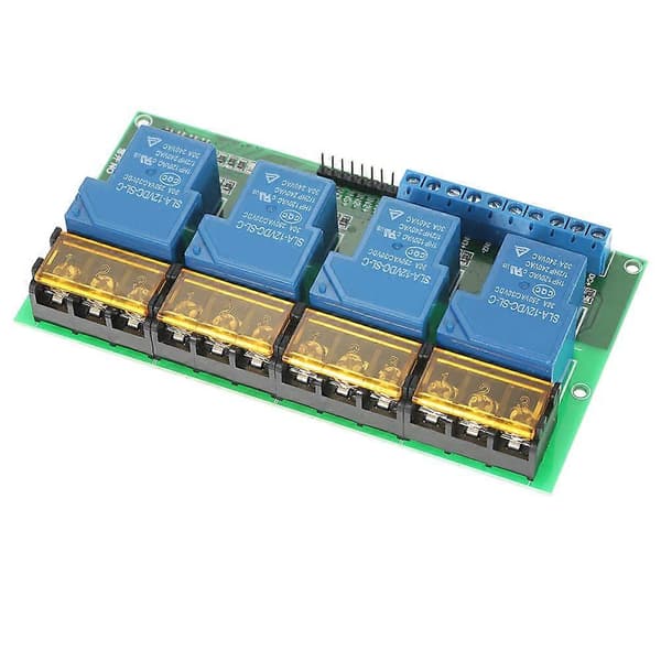 4-kanals DC 12V 30A Relémodul Kontrollkort Optokobler Isolasjon Høy/Lav Trigger
