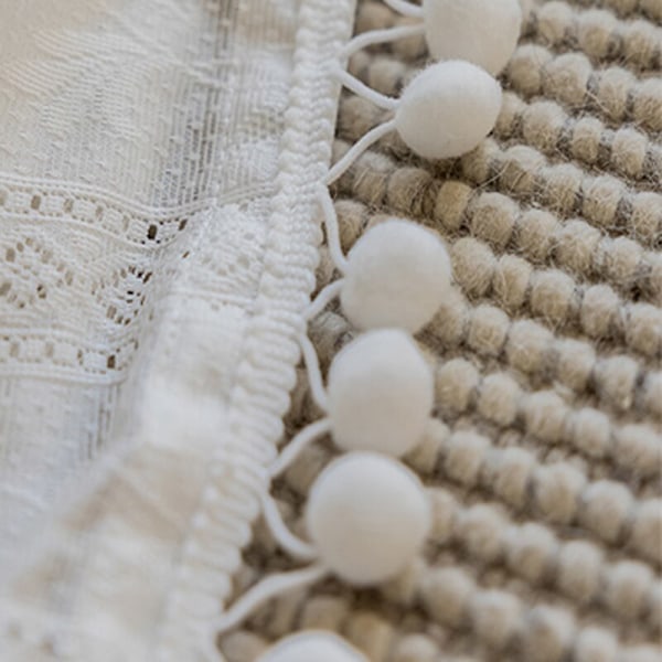 Fransk stil bølge blonde gardin køkken korte gardiner stanggardiner kompatible med vinduer stue bryllup soveværelse dekoration Curtain W100xH130cm