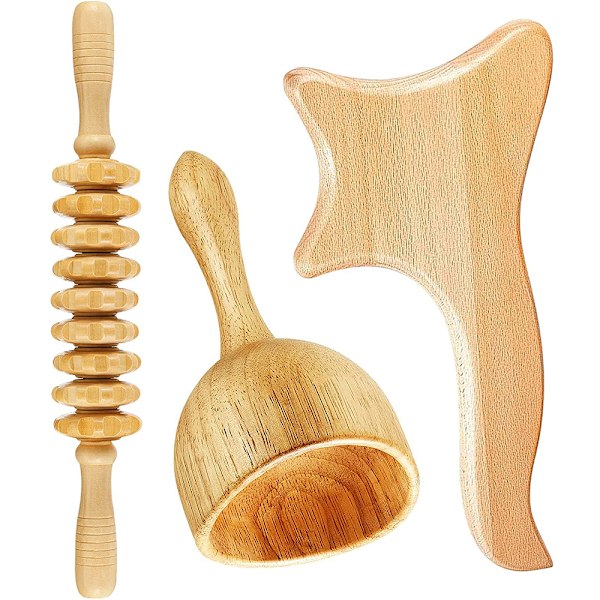 Trä Terapi Massage För Lymfdränage Massager Anti llulite Fascia Massage Roller för Helkroppsmuskel Smärtlindring 3Pcs