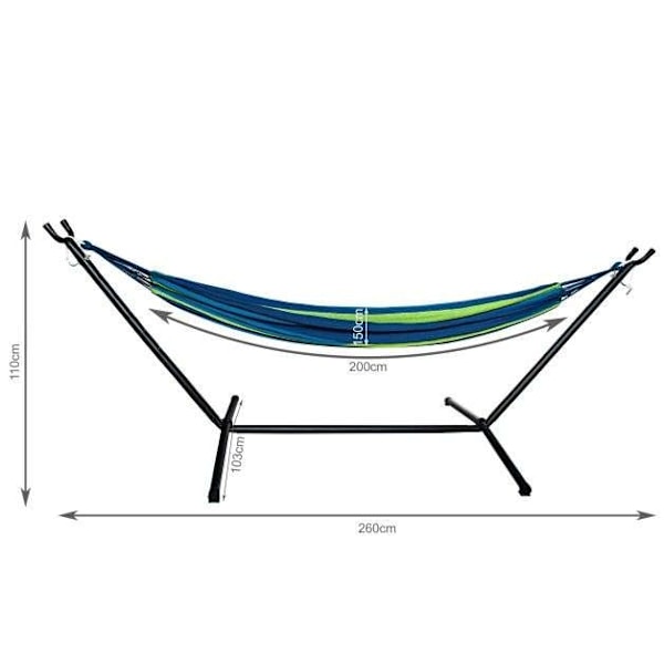 Hængekøje med stativ 200 kg - 200x150 cm 13100
