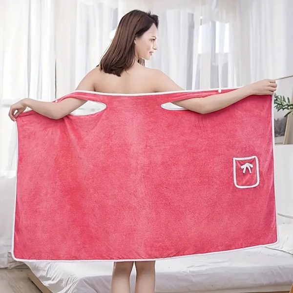 Badlakan för kvinnor, bärbara snabbtorkande badrockar för flickor, strand, spa, tvättkläder, dusch- och gymhandduk Rose red 85x135+1pc