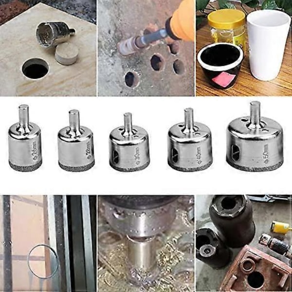 15 st Kakel Hålsåg Set, Diamantborrkrona, Diamanthålsåg Kompatibel med Glas Kakel Porslin Marmor Granit - 6mm till 50mm