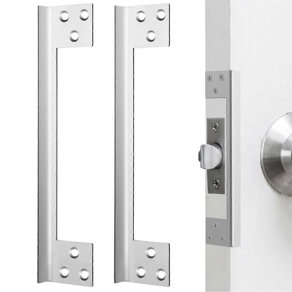 2 Pcs Door Lock Protection Plate Outward Opening Angle Lock Guard Door Lock Protector Lock Shield L Shaped Security 28 cm Silver
