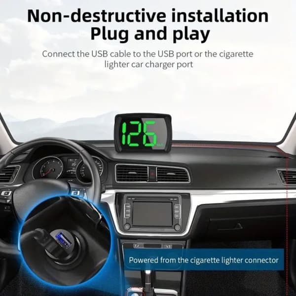 1 GPS speedometer, universelt head-up display, USB-interface, overhastighedsalarm, til bil, lastbil, bus.
