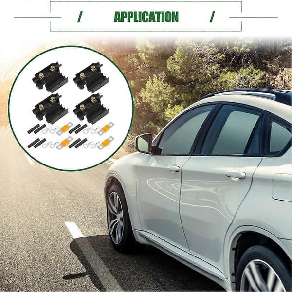ANS säkringshållarsats för dubbla batterisystem, säkringshållare, rörterminaler, förklippt krympslang Black