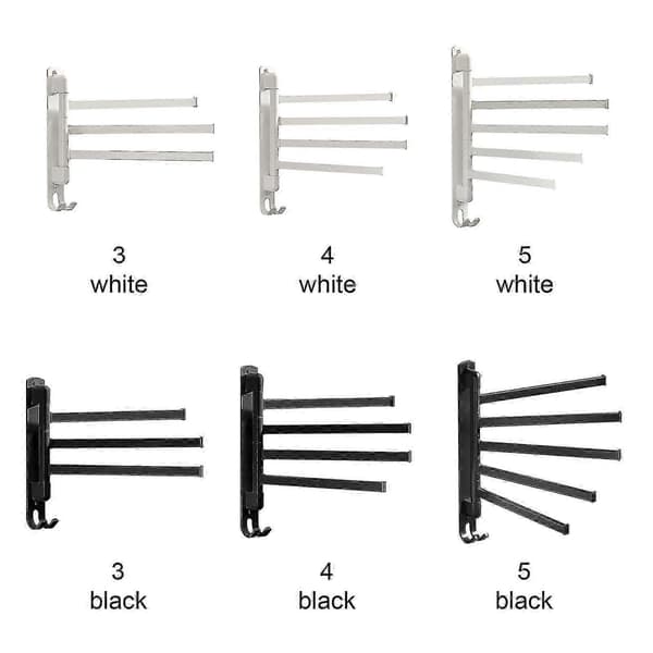 Rustfrit stål 180° drejelig 3/4/5-arms badeværelseshåndklædeholder til vægmontering White 5 strokes