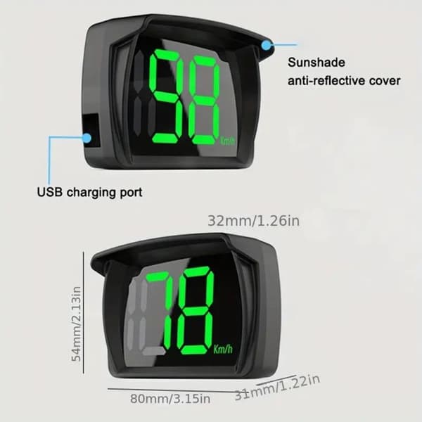 1 GPS speedometer, universelt head-up display, USB-interface, overhastighedsalarm, til bil, lastbil, bus.