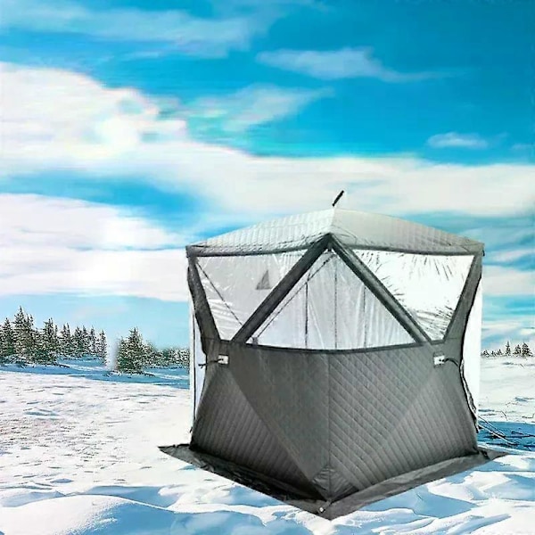 con Udendørs 3-4 personers 4 Sæsoners Camping Sauna Telt Fortykket Automatisk Vinter Isfisketelt Vindue/Skorstenshul Bil Bærbar Chimney hole black