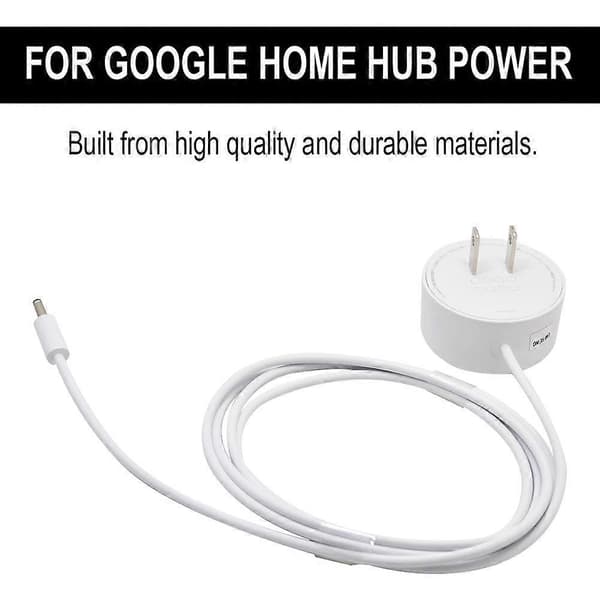 AC-oplader passer til Google Home Hub, Hub Mini højttaler strømforsyningskabel