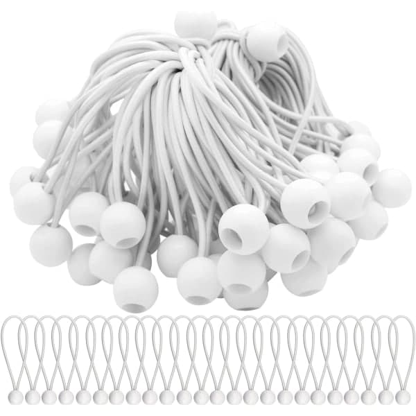 Sett med 75 elastiske stropper med kuler, elastiske stropper, elastiske kuler for telt, bannere og presenninger