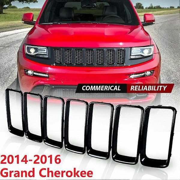 7PC Blank Sort Grillring Frontgrillindsatser Dæk Trim Kit til Grand 2014-2016