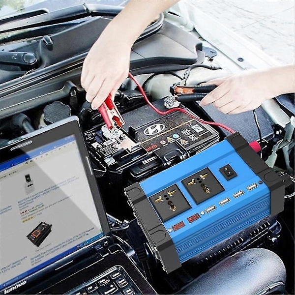 Inverter 4000w 12v Til 220v/110v Spenningsomformer Smart Fargeskjerm Dobbel Usb 3.6a Hurtiglading DC12V To 110V