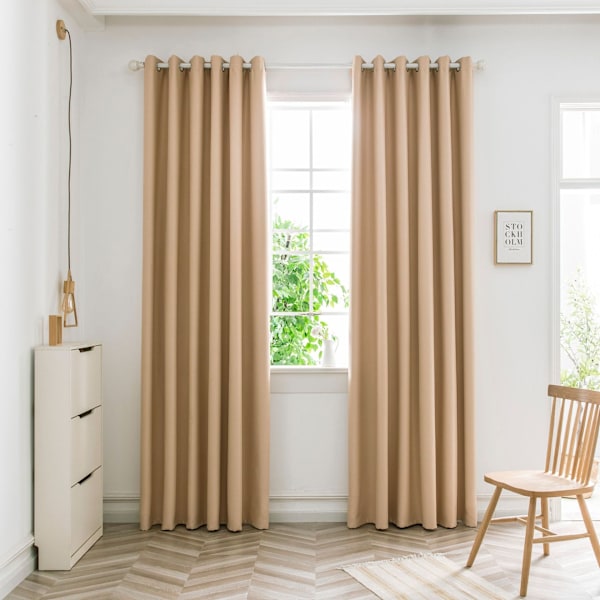 Mørklægningsgardiner til soveværelse og stue, 1 panel polyester med sort bagside (flere farver) gris W132 x H213cm+Grommet Top