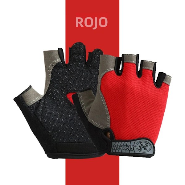 Træningshandsker Fitness Fingerløse Mænd Kvinder Bodybuilding Træning Sportshandsker Cykling Anti-slip Åndbare red L