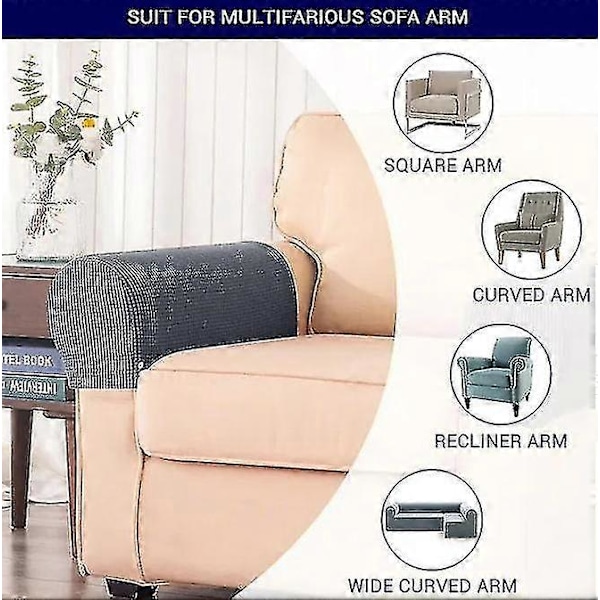 2 stk. Stretch Armlene Trekk Spandex Jacquard Armtrekk Myk og Elastisk Beskyttelse for Stoler Sofa Lenestol Trekk Recliner Sofa Deep coffee