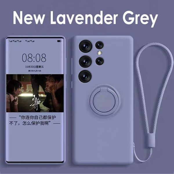 Flytande Silikon Ringfodral för Samsung Galaxy S23 Ultra 360 Skyddande Mjukt Tyg Telefonskal S23Plus S22 Ultra S21Ultra Ljusgrå Light Gray For Samsung S22 Plus
