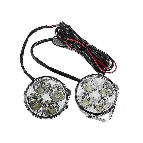 2 stk hvite 4 LED runde bilkjøring kjørelys DRL tåkelys 12V