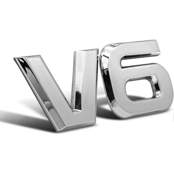 V6 Krom Metall Emblem med 3D-Logo för Bil