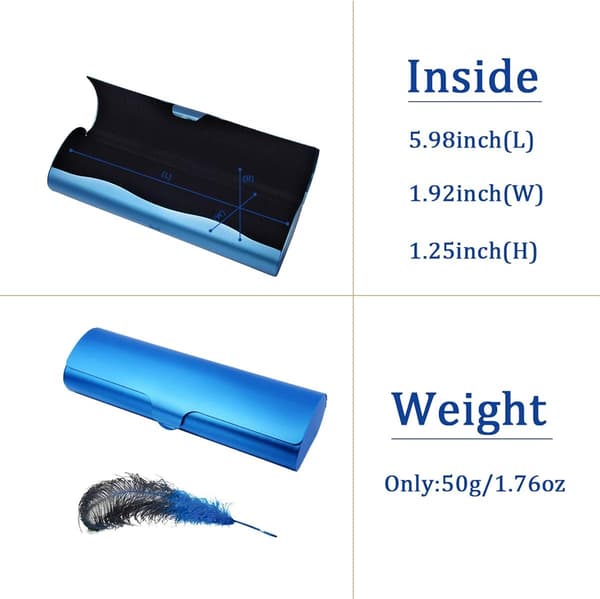 Blue Glasses Case Aluminum Ultralight Hard Case for Myopia Glasses blue