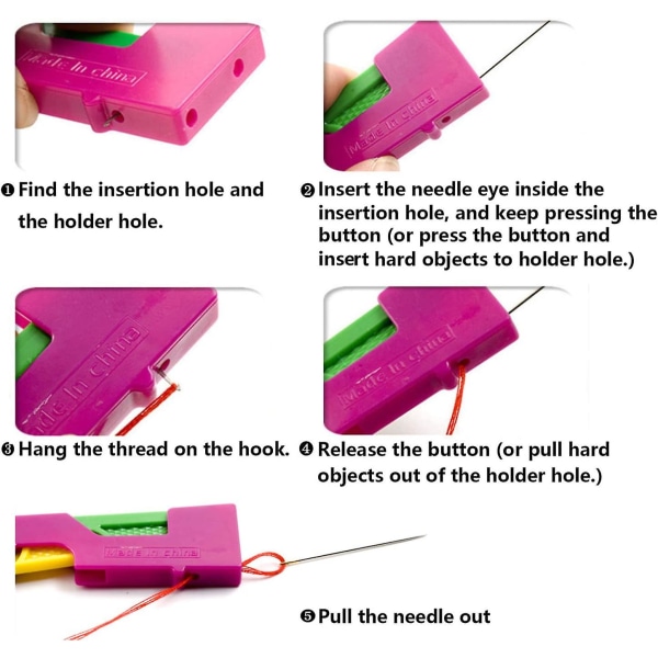 3-pack automatisk nålträdare, handhållen nålträdningsguide i plast löser det frustrerande problemet med att trä nålen, lätt att använda en