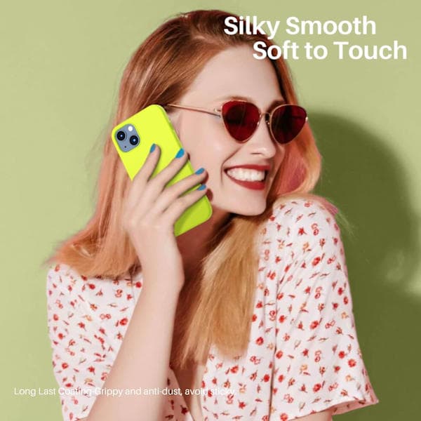 iPhone 13 Case, Liquid Silicone Case for 6.1 inch iPhone 13, Ultra-thin Case, Full Coverage Shockproof Protective Soft Case Fluorescent Green Fluorescent green