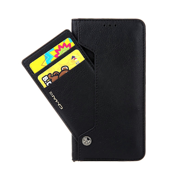 CMAI2 Litchi Korn Auto-absorberende Læder Wallet Cover til iPhone 11 6.1 tommer (2019) - Black