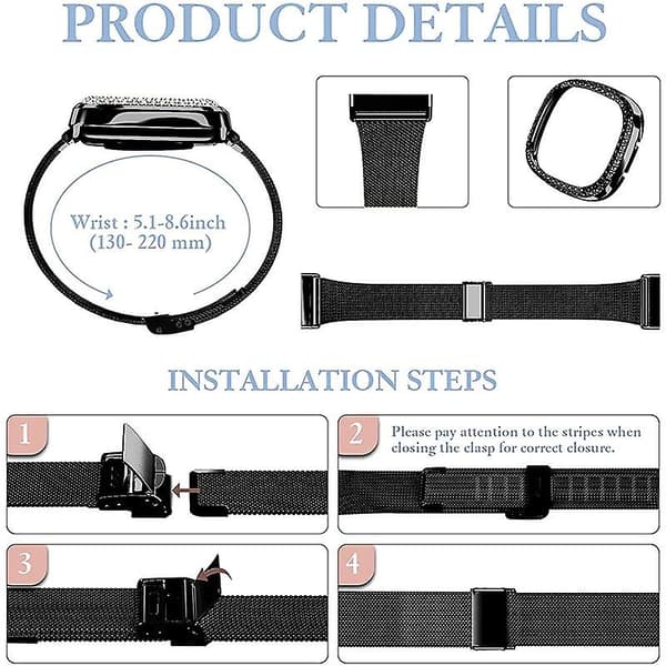 Kellon ranneke Muodikas ranneke kellon suojakotelolla Fitbit Versa 3/Fitbit Sense Gold -kelloon Black Style B Fitbit Versa 3