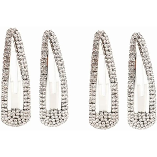 4 stk Rhinestone Snap Clips Store silver