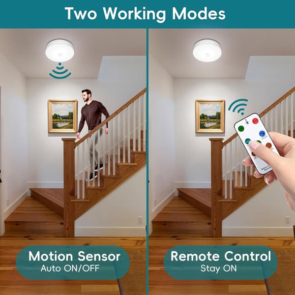 Rechargeable Ceiling Light with Motion Sensor and Remote Control, 7.4 inch, Wireless Ceiling Lamp, Battery Operated Cabinet Light, Motion Sensor, Battery Operated Lamp