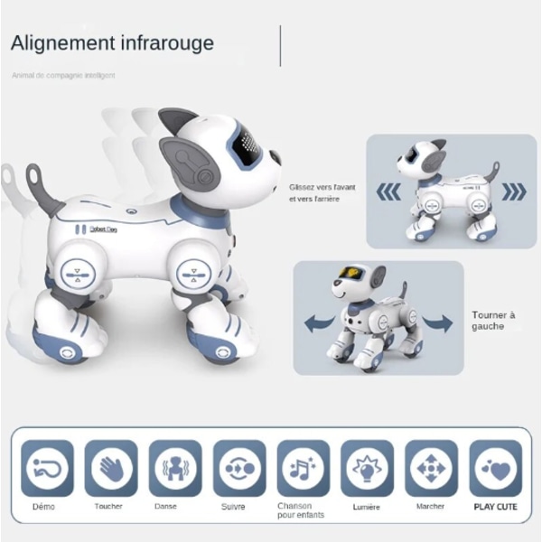RC elektronisk robot för hundar, stuntman, röststyrning, programmerbar, touch, musik, sång, barnleksaker Yellow