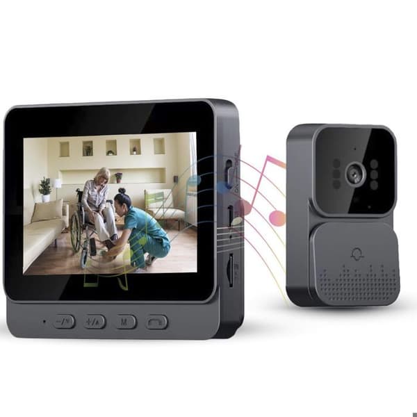 PRUMYA 4.3\" IPS Trådlös Video Dörrklocka - Tvåvägs Intercom, 2.4G, Mörkerseende, 150m Räckvidd, Inget WiFi