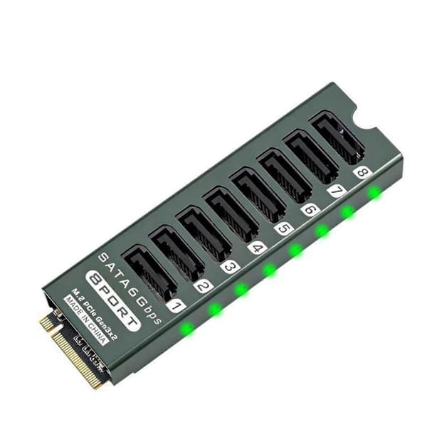 8-ports SATA 3.0 udvidelseskort til M.2 PCIe-slots Højhastigheds 6 Gbps RAID-controller til datacentre og arbejdsstationer