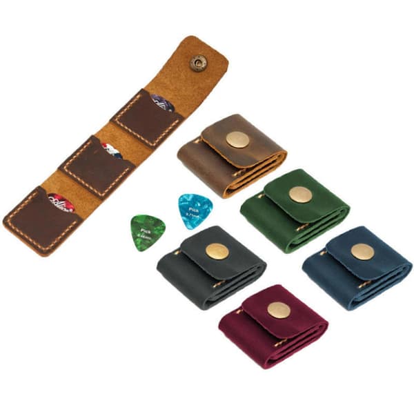 Gitarrplektrum Fickor Plektrumhållare Gitarrplektrum Väska Gitarrplektrum Läderfodral Gitarrplektrum Organiserare Röd Blue