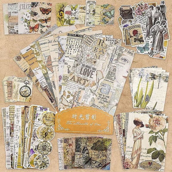 100 Stuks Vintage Blom Pack Skräp Journal Kit Scrapbook Supplies Decoupage Paper Sticker Material För Art Journaling Bullet