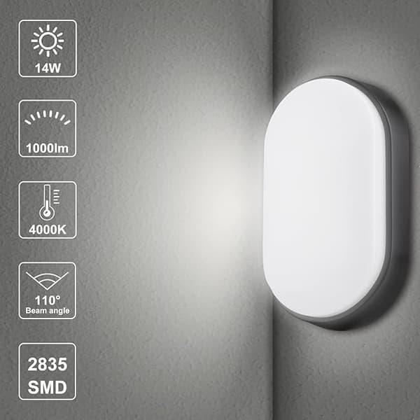 LED-seinävalaisin elliptinen lamppu musta lamppu 220*135*70mm