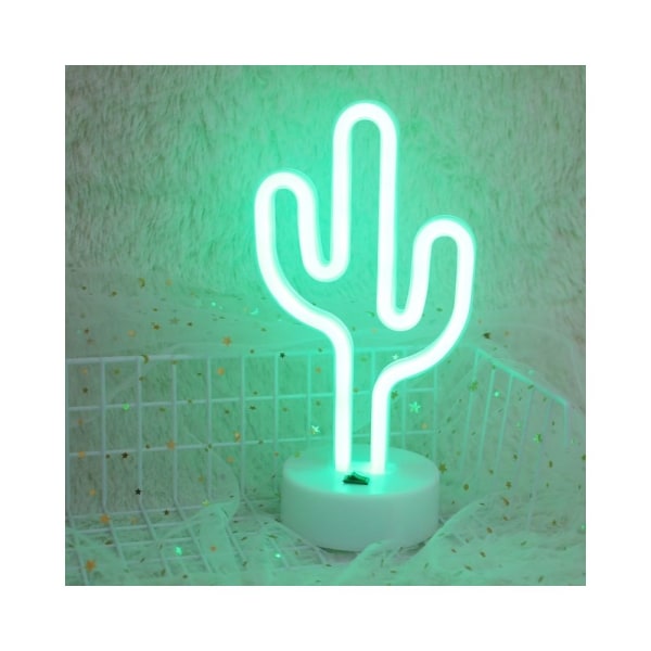 LED String Cactus Form Romantisk Neon Holiday Light med stativ, Varm Fairy Dekorativ nattlampa för jul, bröllop, fest, sovrum (grönt ljus)