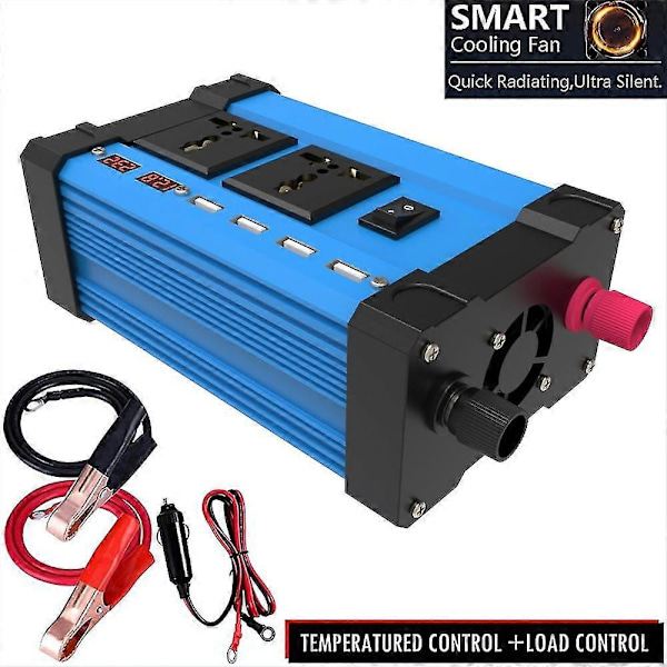 Inverter 4000w 12v Til 220v/110v Spenningsomformer Smart Fargeskjerm Dobbel Usb 3.6a Hurtiglading DC12V To 110V