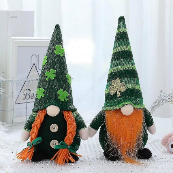 St.Patrick's Day Ansiktslös Grön Hat Gnome Plysch Doll Irish Day