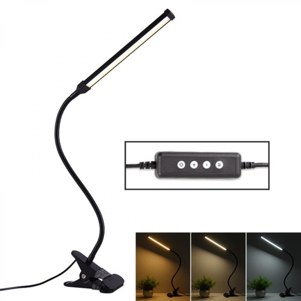 8W LED-bordslampa hopfällbar justerbar laddningsbordslampa med ögonskydd USB laddningsversion svart