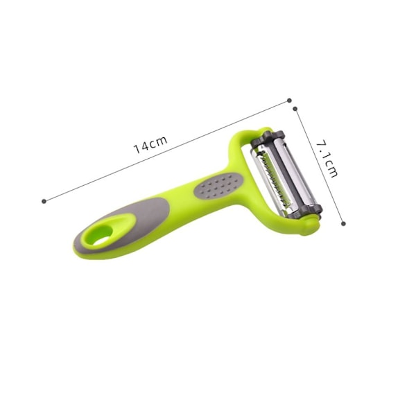 Multifunktionel Skræller Tre i En Slir til Melon Kartoffel 3 I 1 Rustfrit Stål Skræller Roterende Skræller Holdbar Rivejern Green