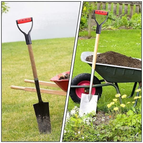 2 D-håndtak for spade, plast, godt håndtilbehør for snømåking, graving og raking Grey