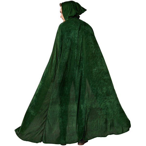 tectake Sammetskappa med huva - 158 cm Green Grön