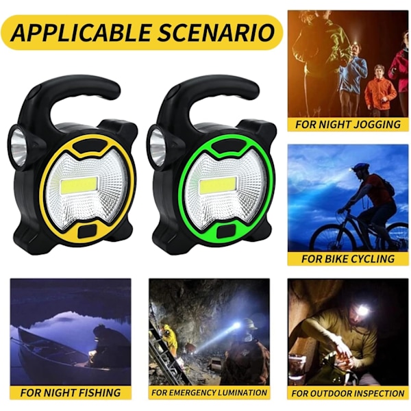 2 st Campinglampor Med Batterier LED Intern Lampa Tält med 2 LED-lampor
