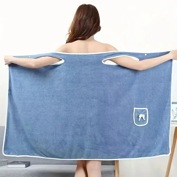 Badlakan för kvinnor, bärbara snabbtorkande badrockar för flickor, strand, spa, tvättkläder, dusch- och gymhandduk Blue 85x135+1pc